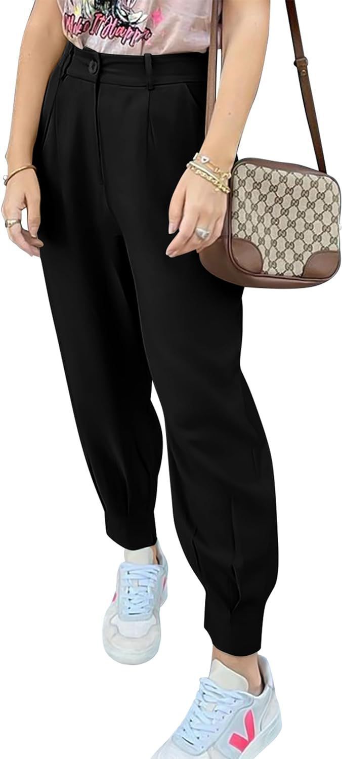Elegant and fashionable high-waisted pants for women with pleats and side pockets Lune London