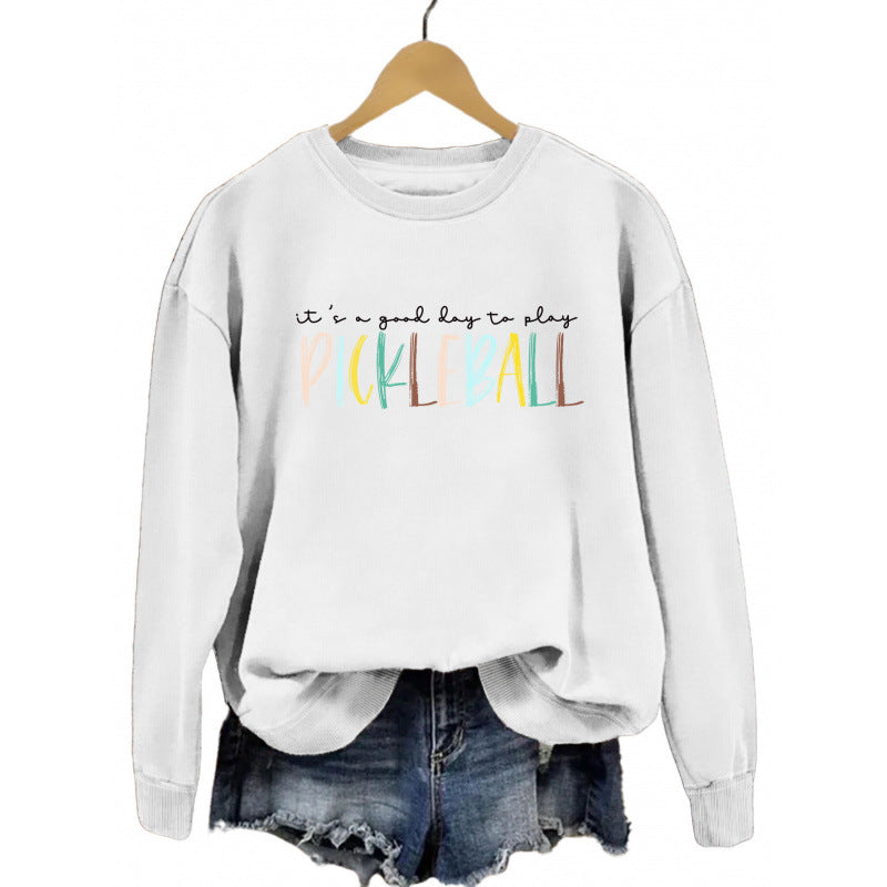Women's casual sweatshirt with colorful pickleball print Lune London