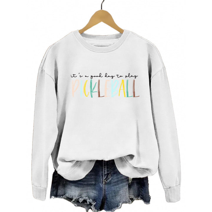 Women's casual sweatshirt with colorful pickleball print Lune London