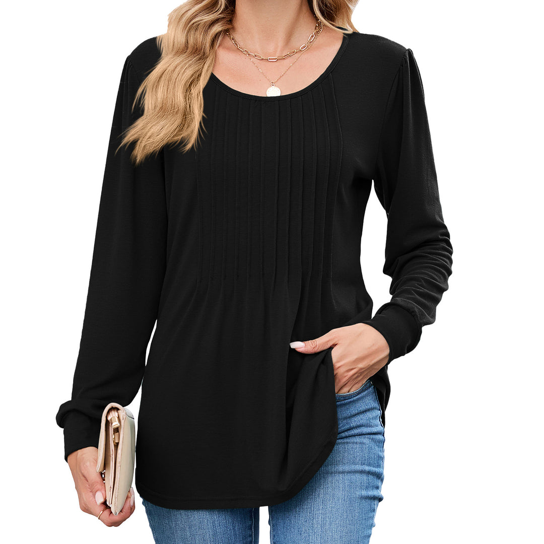Long sleeve women's T-shirt with decorative pleats Lune London