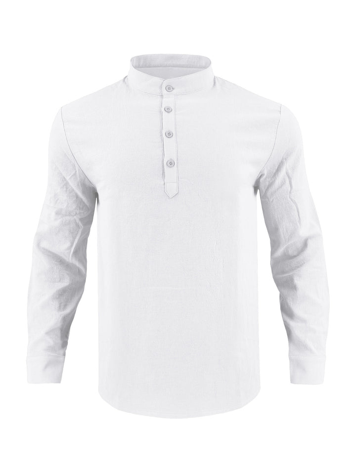 Elegant long-sleeved shirt for men with fashionable high collar and textured surface Lune London