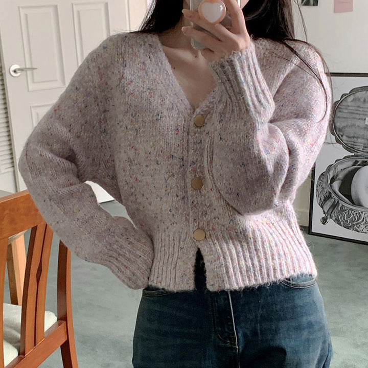 Cardigan en tricot épais et confortable pour femmes avec décolleté en V et boutons Chic & Stil