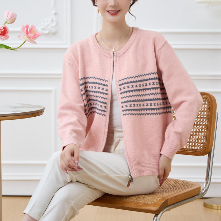 Cardigan femme avec fermeture éclair élégante et motif graphique Chic & Stil