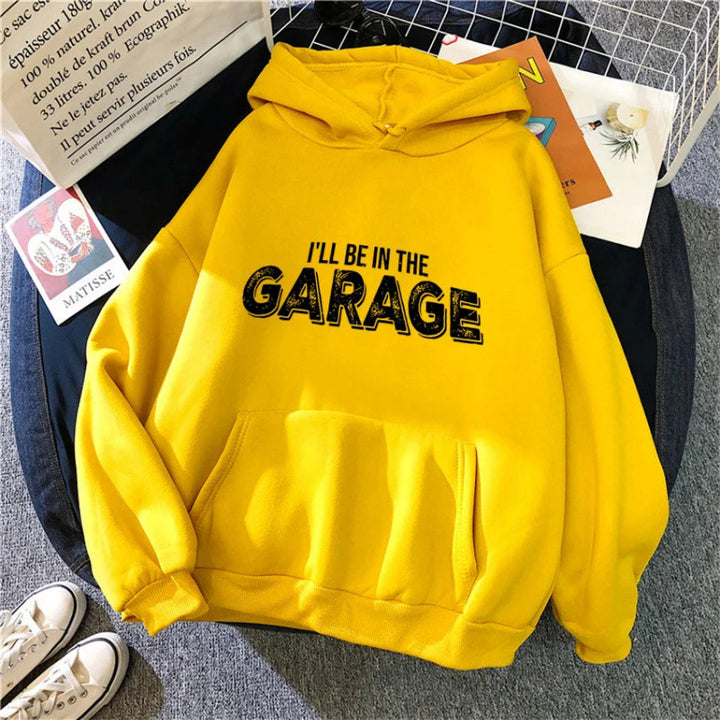Womens Hoodie with Creative Garage Motif Chic & Stil