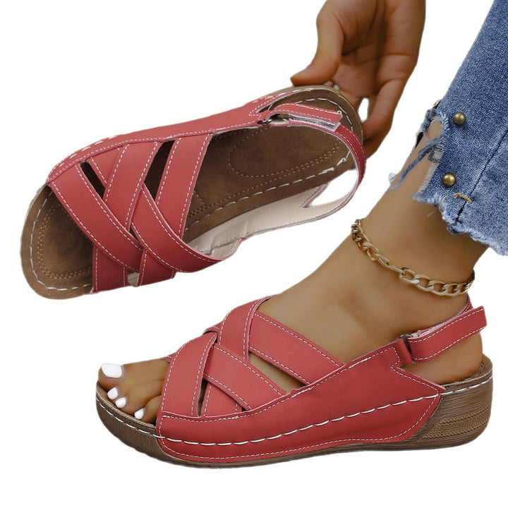 Comfortable wedge sandals for women with closed heel and adjustable strap Lune London