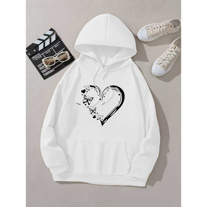 Women's hooded sweatshirt with floral heart and butterfly design Chic & Stil