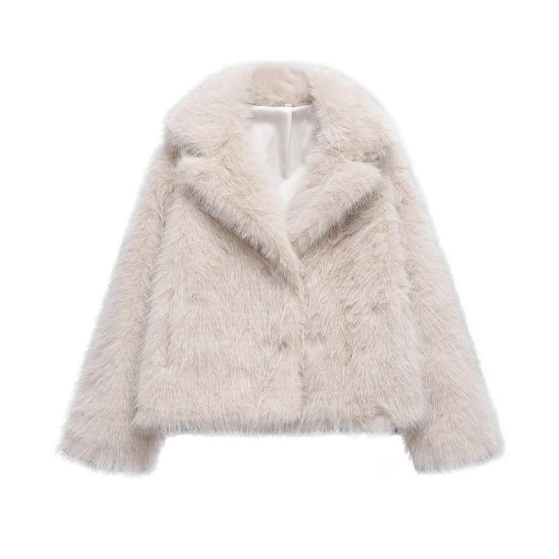 Women's trendy chic fur blazer