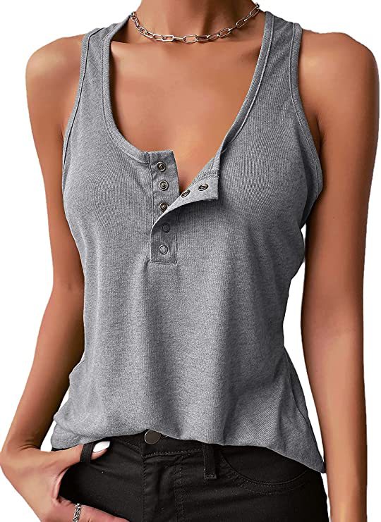 Sporty women's tank top with button placket Lune London
