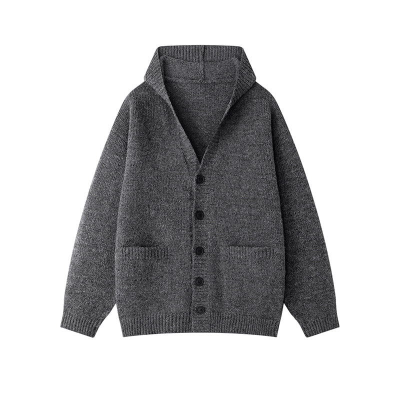 Ladies comfortable cardigan with open collar and practical pockets Lune London