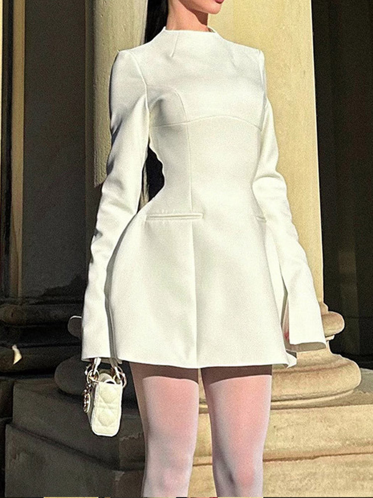 Trendy short dress for women with textured design and chic elegant silhouette