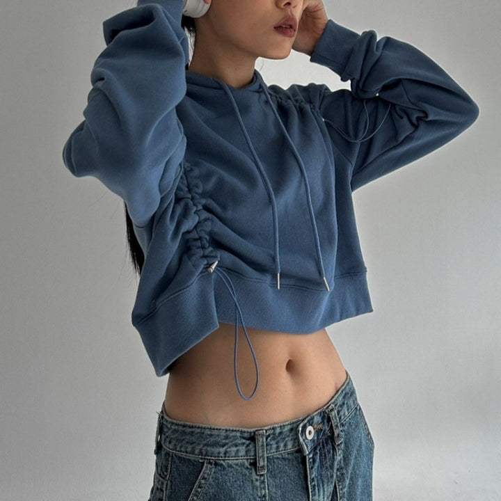 Haut de survêtement cropped pour femmes avec cordon de serrage ajustable Chic & Stil