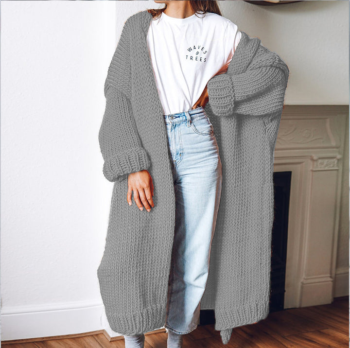 Cardigan pour femme en tricot épais avec une coupe surdimensionnée confortable et de grandes poches Chic & Stil