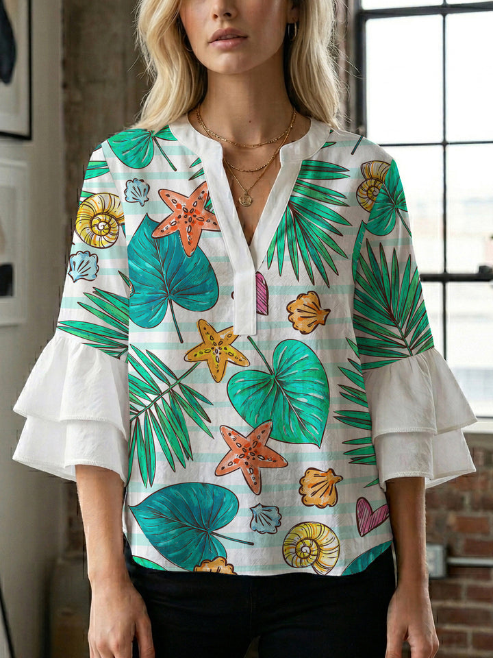 Women's blouse with voluminous ruffled sleeves and modern design Lune London