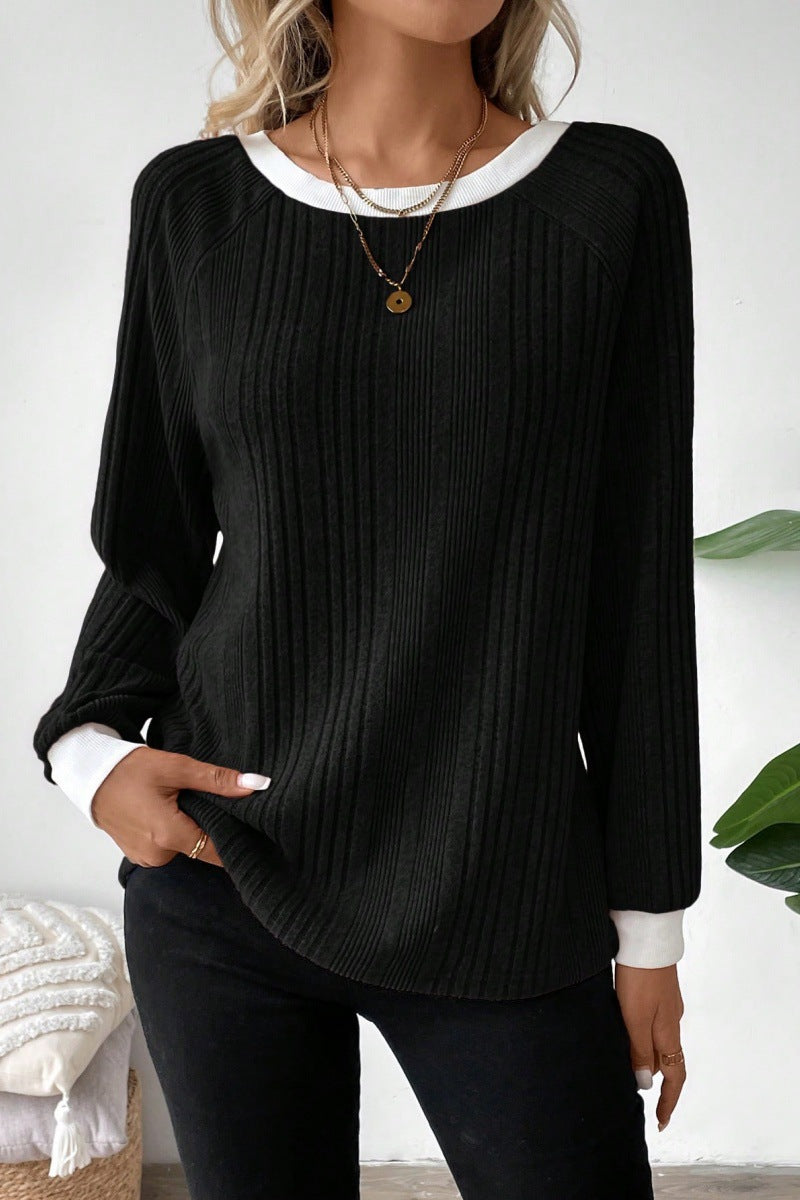 Women cropped casual top with ribbed structure Lune London