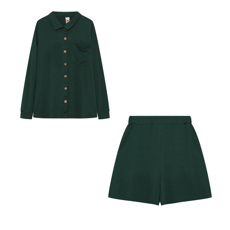 Lune London women's casual shirt and shorts set with chest pocket