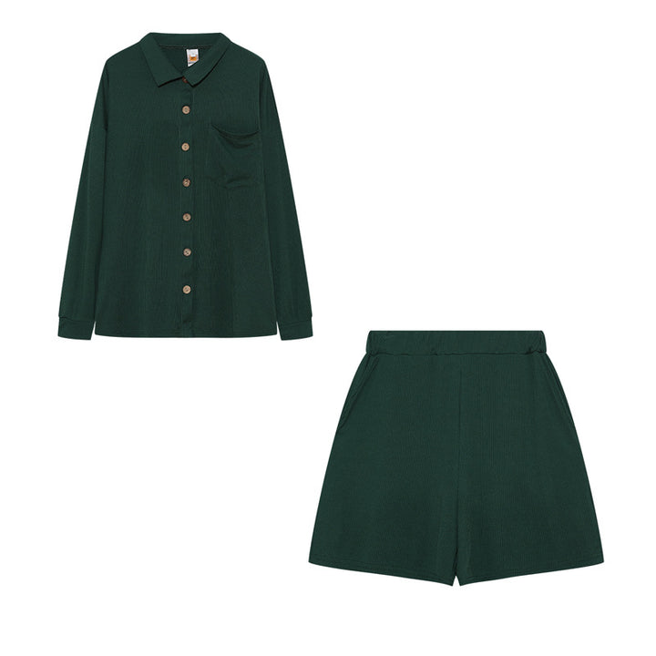 Lune London women's casual shirt and shorts set with chest pocket