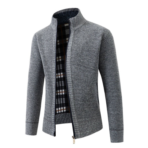 Men's knit jacket with modern high collar and classic lining Lune London
