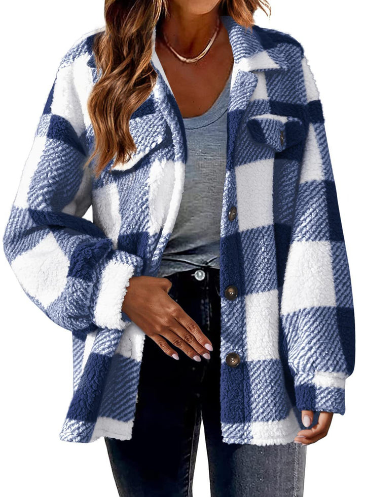 Ladies Cozy Tartan Jacket with Buttons and Chest Pocket Lune London