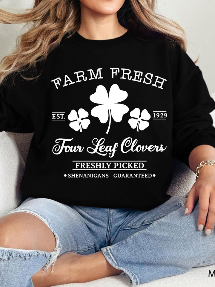 Sweat-shirt de loisirs pour femmes avec motif de trèfle inspiré du vintage et coupe confortable Chic & Stil