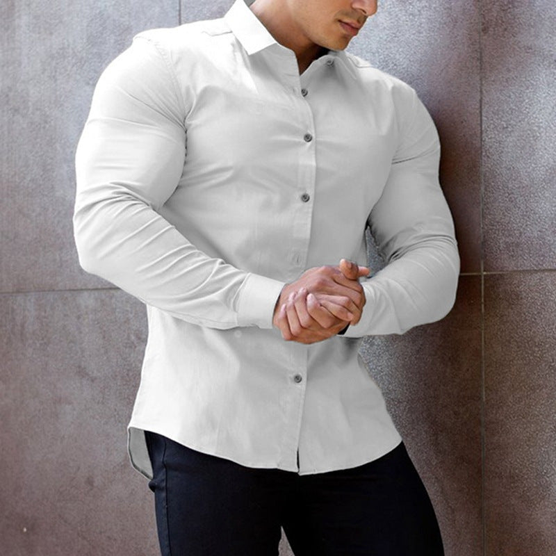 Fitted long sleeve shirt for men with modern collar and stylish button details Lune London