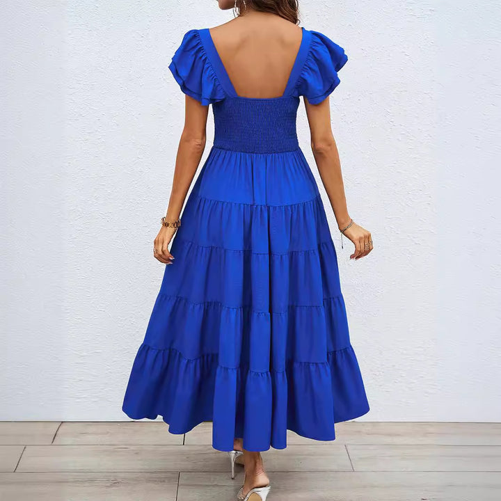 Maxi dress for women with voluminous puff sleeves and a ruched body Chic & Stil