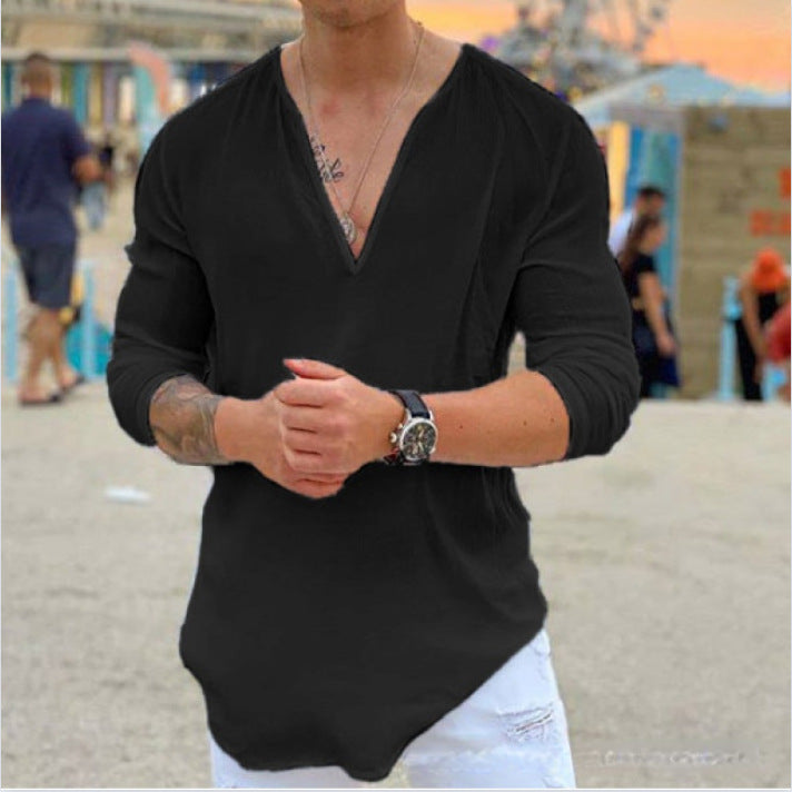 Casual long sleeve shirt for men with V neck Lune London