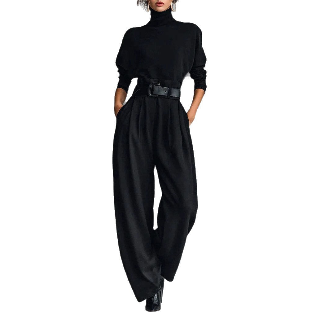 Combinaison utilitaire pour femme avec col haut et ceinture à la taille Chic & Stil