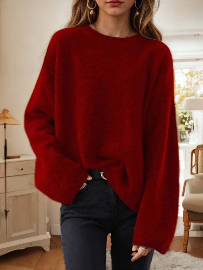 Ladies Comfortable Knit Sweater with Loose Fit and Wide Sleeves Lune London