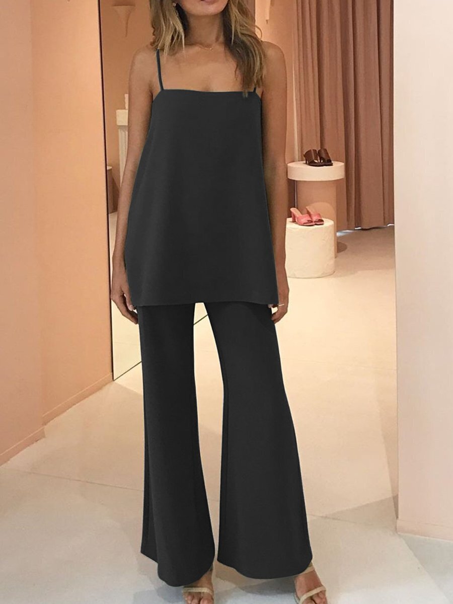 Ladies chic and stylish elegant jumpsuit with wide pants