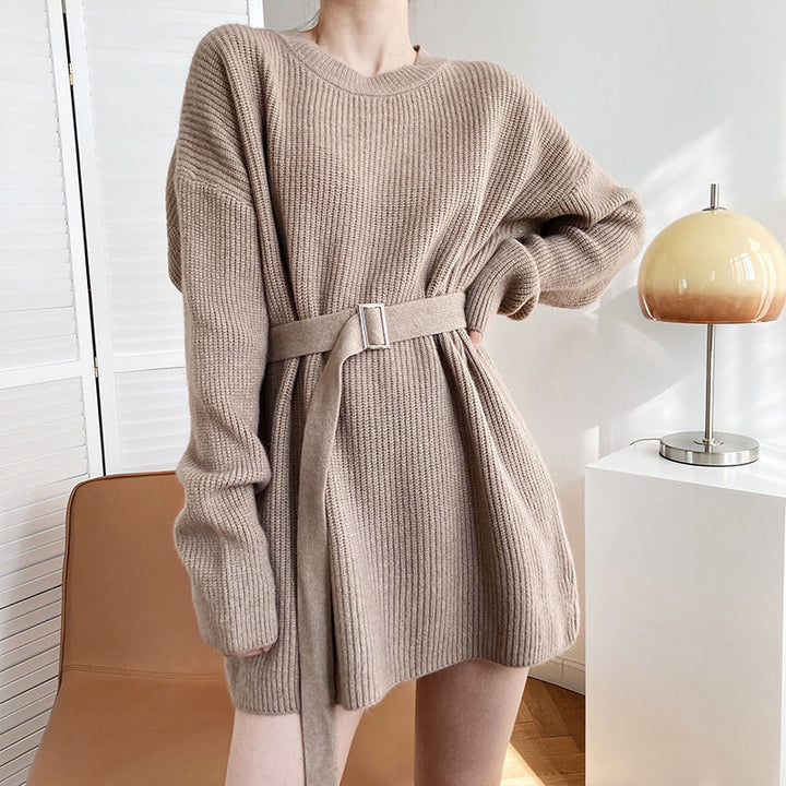 Pull en maille à la mode pour femmes avec ceinture Chic & Stil