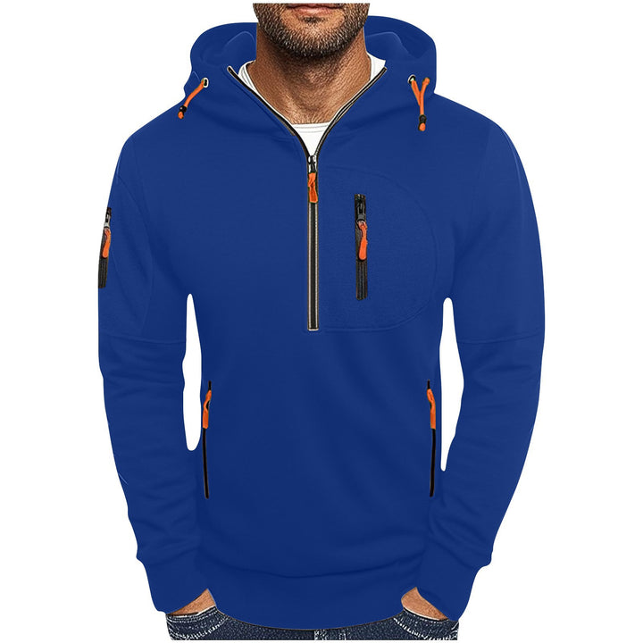 Functional hooded jacket for men with innovative 1/2 zip Lune London