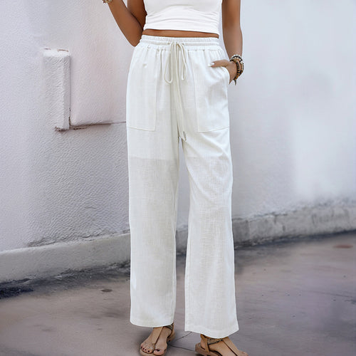 Light wide pants for women with drawstring Lune London