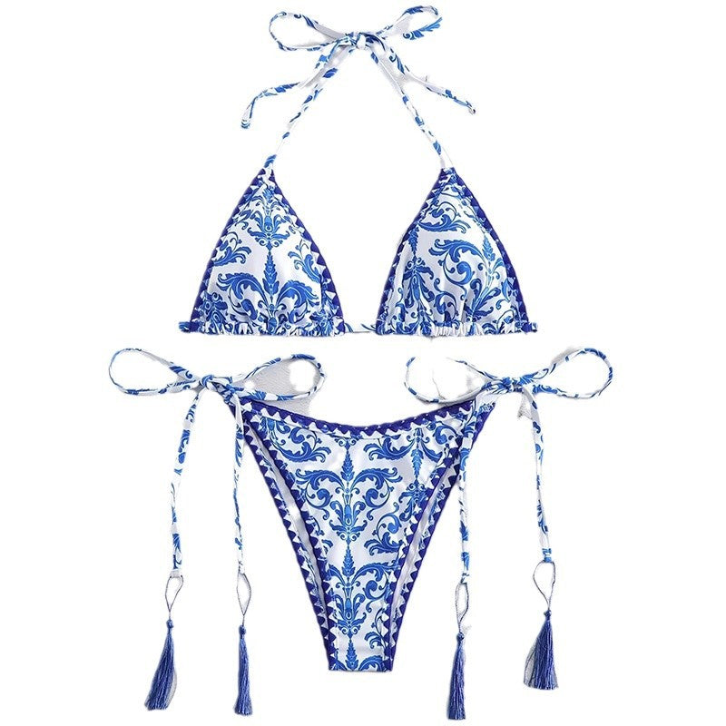 Lune London Tie Front Triangle Bikini Set