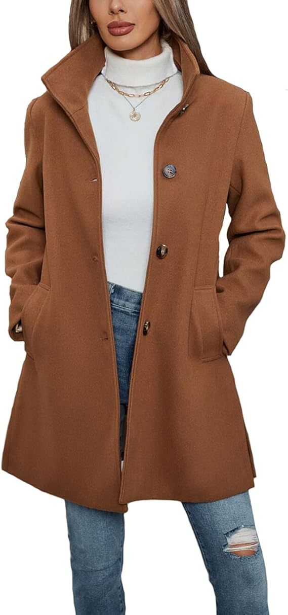 Women's Elegant Wool Coat with High-Collar and Practical Pockets Lune London
