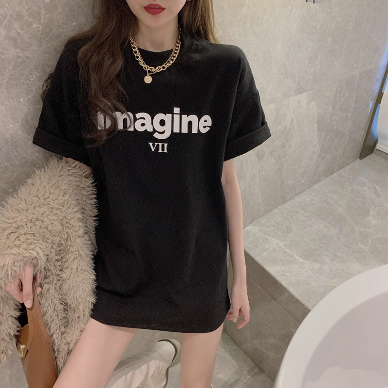 Women's Comfortable Oversized T-Shirt with Creative Print and Casual Cut