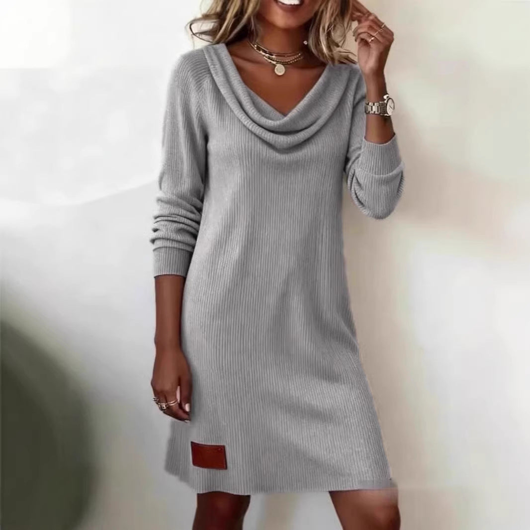 Robe tricot décontractée pour femmes avec décolleté en cascade Chic & Stil