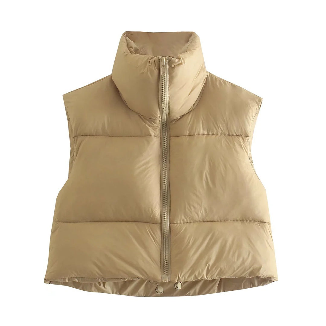 Ladies short quilted jacket with high collar Lune London