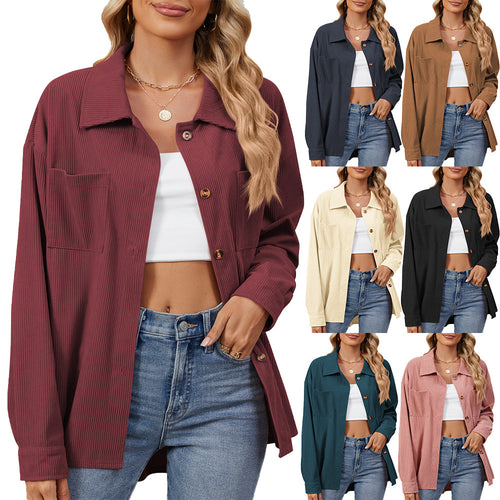 Corduroy jacket for women with a comfortable fit and practical chest pockets Lune London