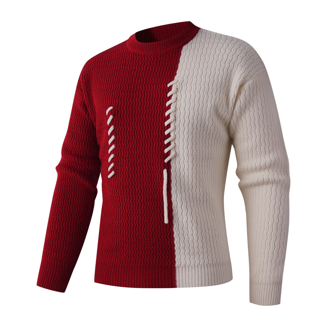 Men's knitted sweater with a modern cable pattern and contrasting details Lune London