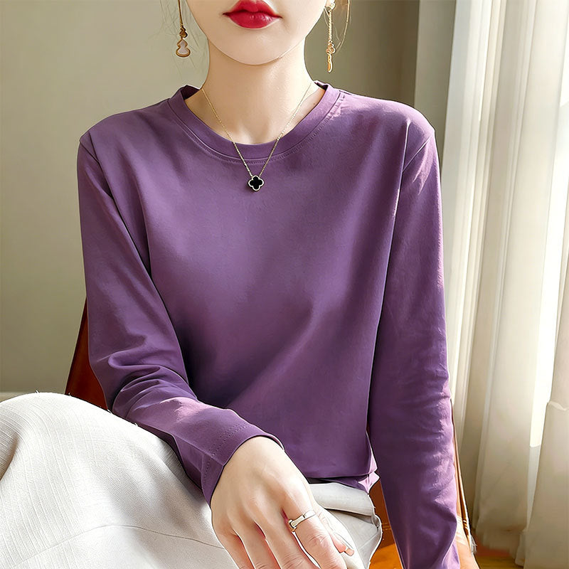 Women Round Neck Long Sleeve Shirt Chic & Stil