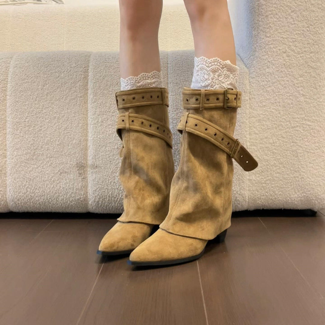 Elegant ankle boots for women with an ornate band appearance Lune London
