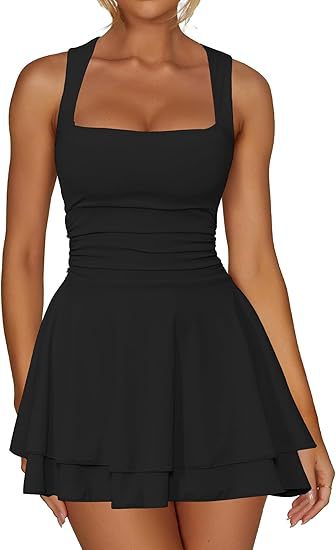 Lune London ladies skater dress with gathers and wide straps