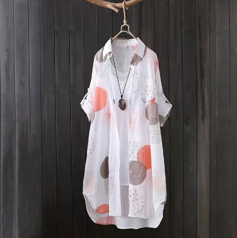 Ladies Lightweight Geometric Print Tunic Shirt Lune London