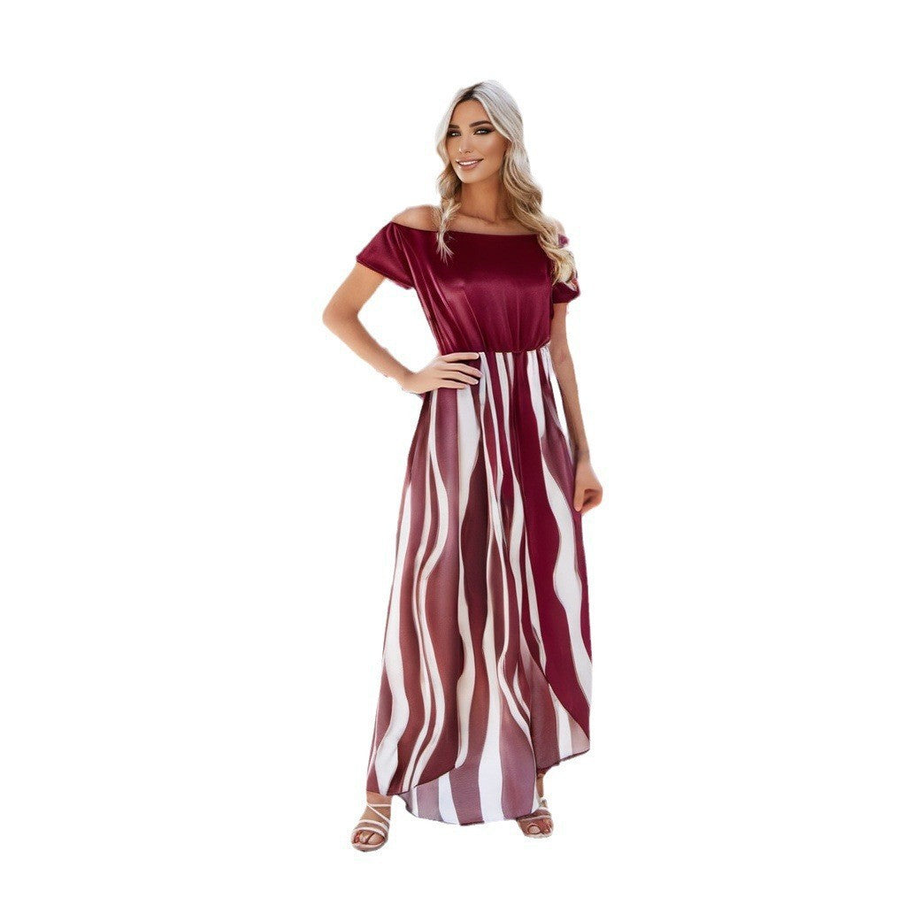 Maxi dress for women with an elegant off-shoulder neckline and a flowing design Lune London