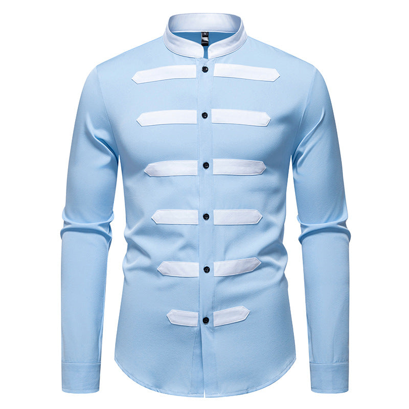 Elegant long sleeve shirt for men with contrasting inserts Chic and Style
