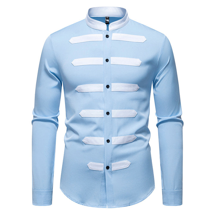 Elegant long sleeve shirt for men with contrasting inserts Chic and Style