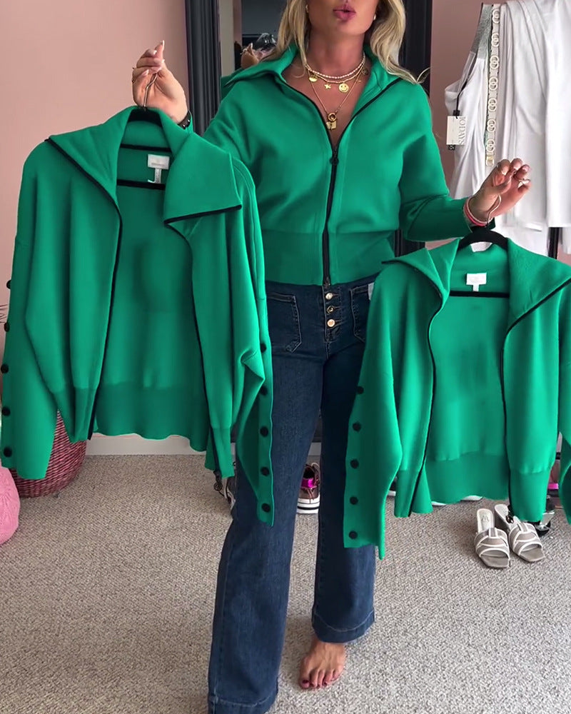 Cardigan décontracté pour femmes avec des détails de boutons élégants Chic & Stil