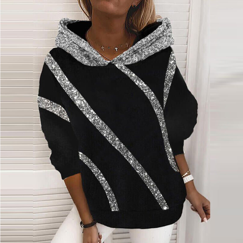 Sporty women's hoodie with glitter details Lune London