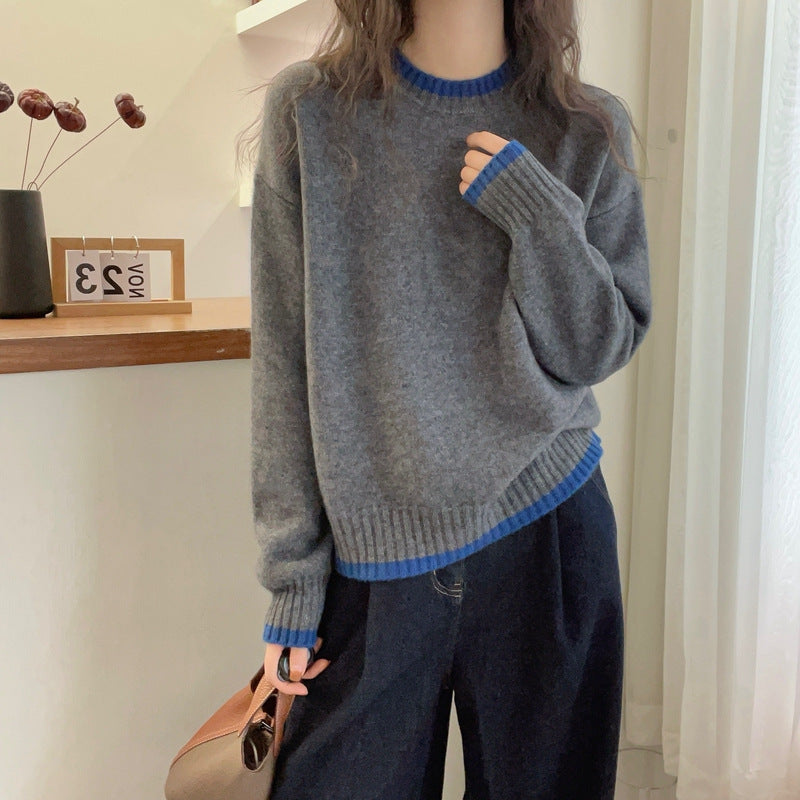 Women's Soft Knit Sweater with Contrasting Cuffs Chic & Stil