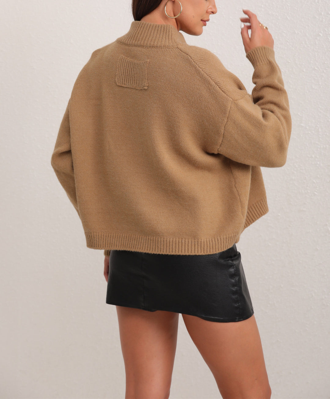 Oversized knit sweater for women with high collar and wide sleeves Lune London